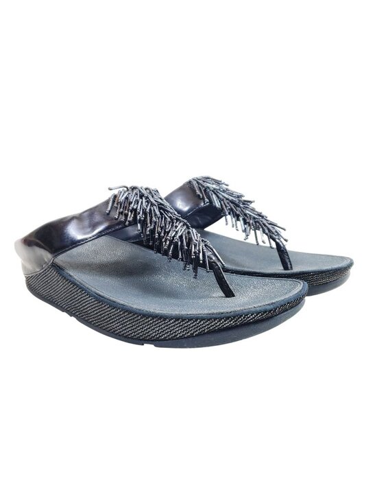 Fitflop Shoes - FitFlop Blue Beaded Fringe Womens Size 7 Thong Sandals